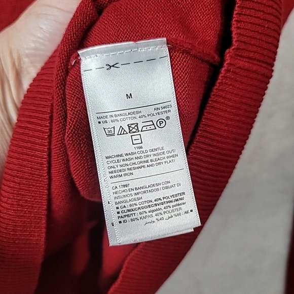 Old Navy Sweater Mens Medium Burgundy Red Cotton V Neck Pullover Lightweight - Picture 4 of 10